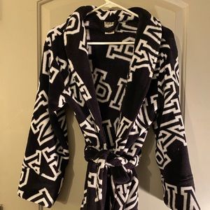 Pink black and white bathrobe